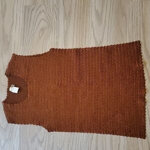 Nicola-Women's Brown Plisse Textured Tank, Sized XL